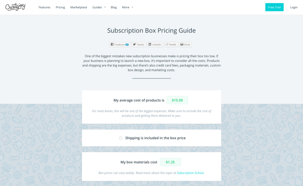 Pricing calculator.